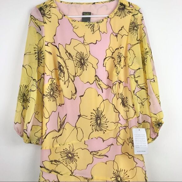 Taylor Blush Pink Dress with Large Yellow Floral Print- New With Tags - Picture 4 of 16